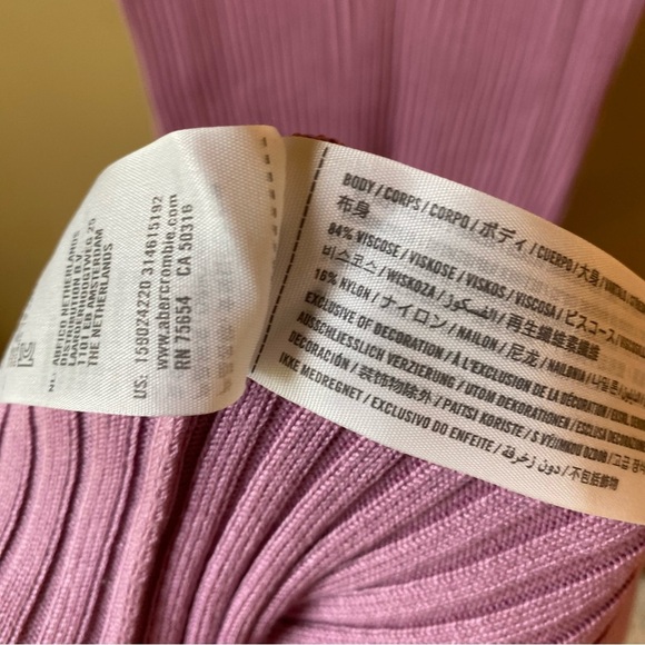 Abercrombie & Fitch Midi Dress Women’s XL Mauve Pink Ribbed Keyhole Leg Slit NWT - Picture 7 of 10